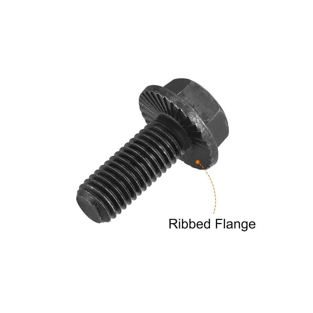uxcell M12-1.75x30mm Hex Serrated Flange Bolts 10.9 Grade Carbon Steel Screws 6pcs