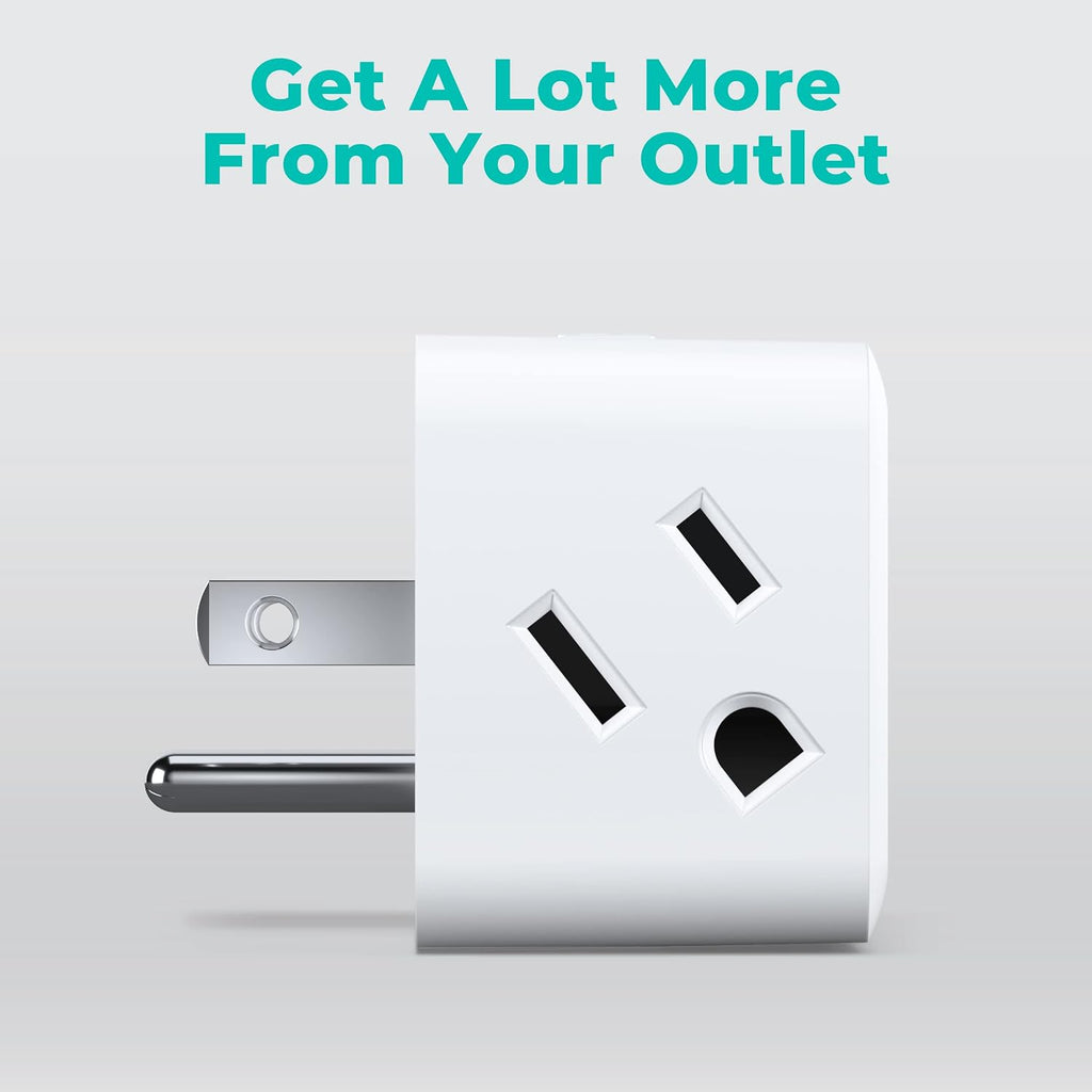 Smart Plug 4-Pack, Side 3-Outlet Extender, Compatible with Google & Alexa, No Hub Required, WiFi Plugs
