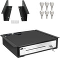 16" "Stainless Steel" Front Heavy Duty Black POS Cash Drawer with 5Bill/5Coin with Under Counter Mounting Metal Bracket