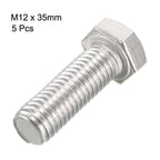 uxcell M12x35mm Hex Bolts 304 Stainless Steel Hexagon Screw Bolts 5pcs