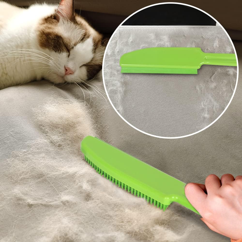 Rubber Broom and Pet Hair Removal Brush Set for Carpet, Fur Remover Broom with Squeegee for Wooden Floor, Detailing