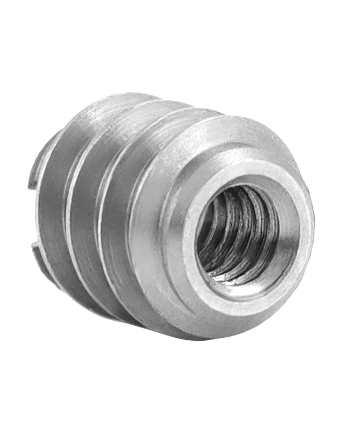 QWORK Stainless Steel Threaded Insert for Hard-Wood, 8-32 Internal Threads 20 Pack 0.375" Long Nut Inserts for Hardwoods, Softwoods, Plywood and Composites