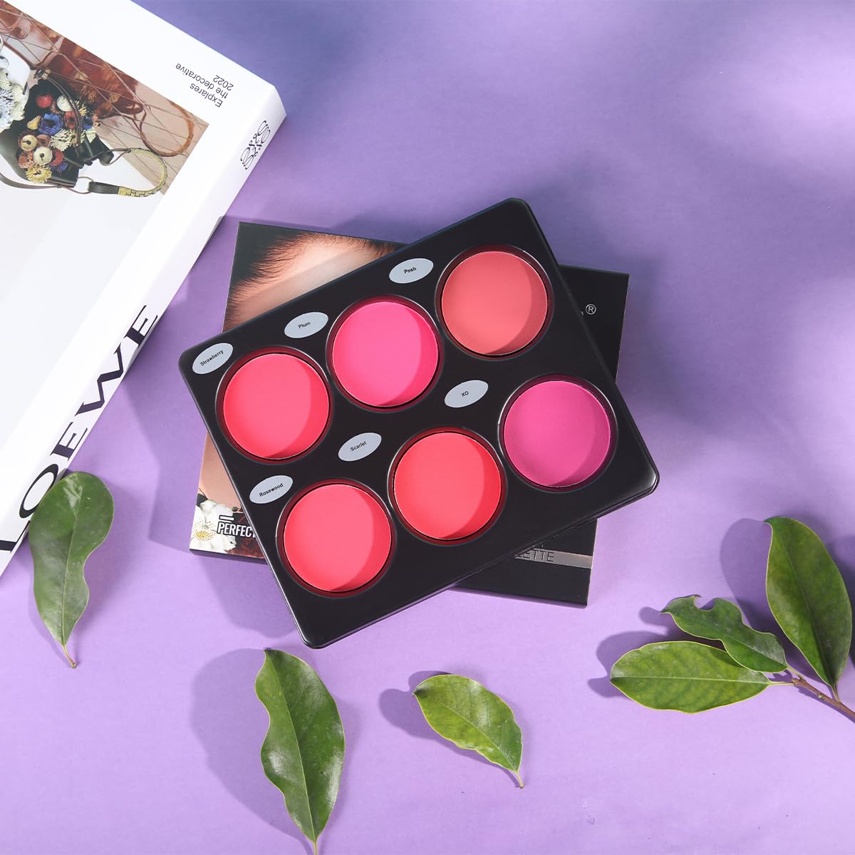 6-Colour Blush Palette, Long Lasting High Pigment Matte Pressed Powder Blush for Cheeks, Matt Shimmer Pressed Powder