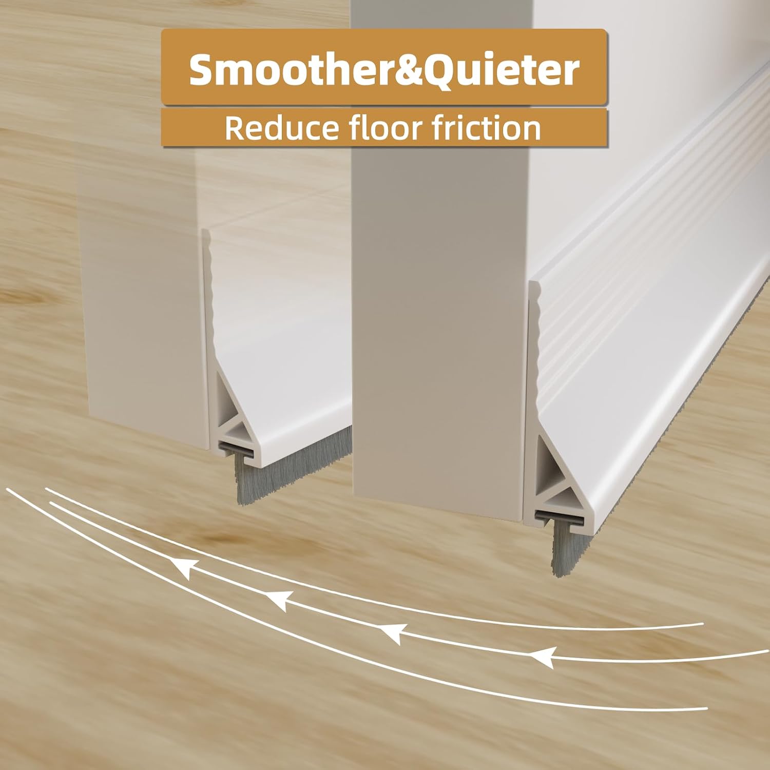 39" Door Draft Stopper for Bottom of Door with Brush,Strong Adhesive Under Door Sweep for Exterior &