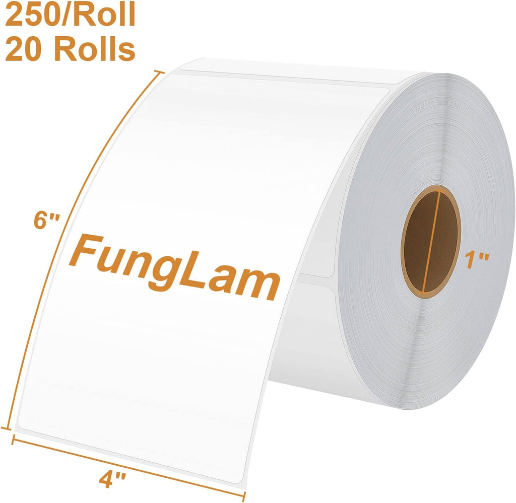Thermal Labels 4x6 Direct Thermal Shipping Labels, 20 Rolls with 250 Labels/Roll, 1'' Core, Compatible Zebra 2844
