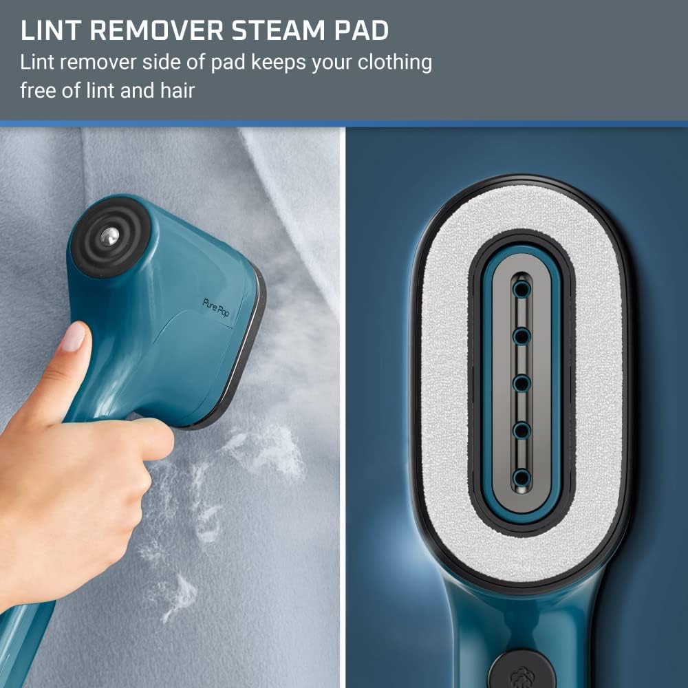 PurePop Handheld Steamer for Clothes 1.5 Lbs 15 Second Heatup, 2.3 Oz Capacity 1150 Watts Portable, Ironing, Fabric