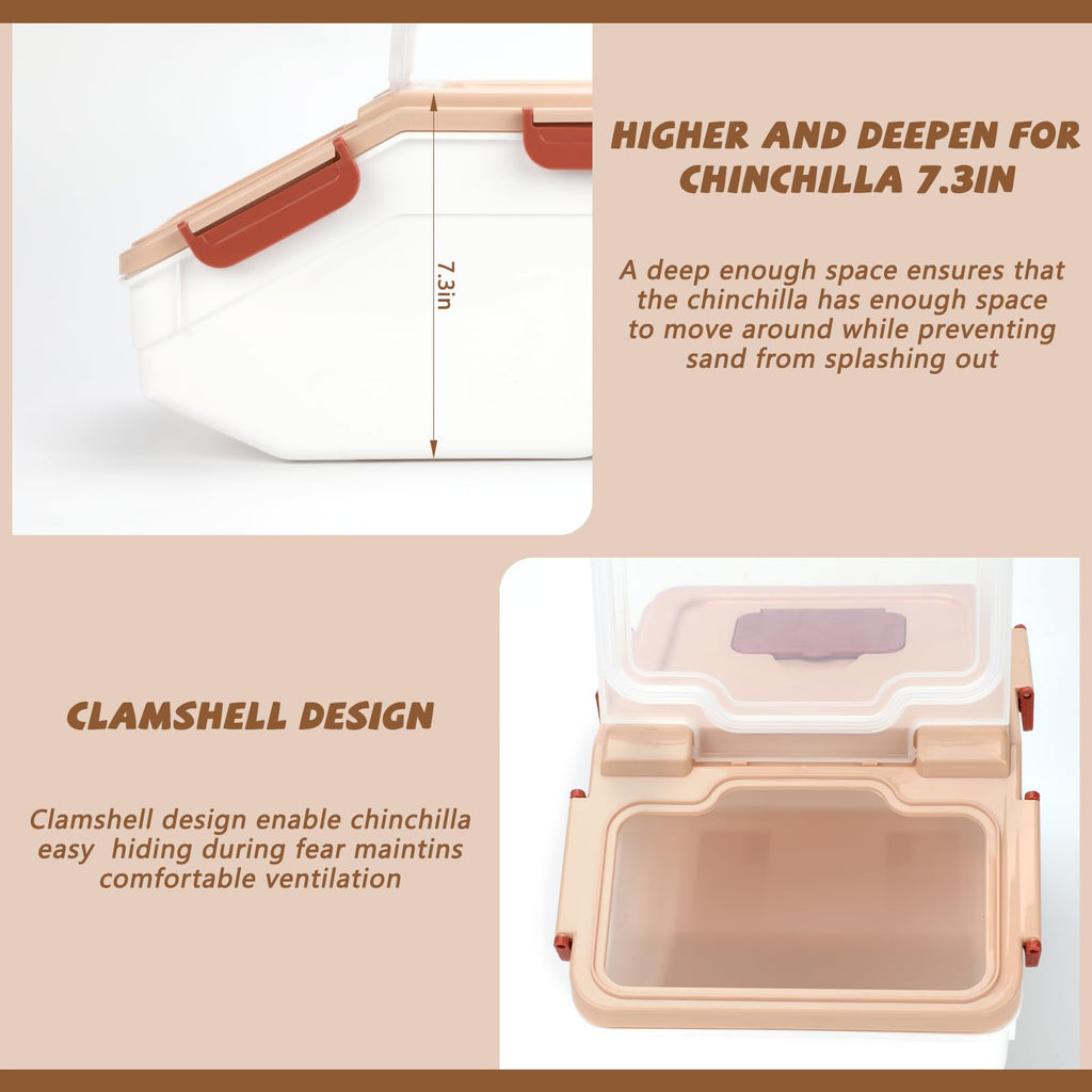 Chinchilla Dust Bath Container Kit, Extra Large Plastic Bath House
