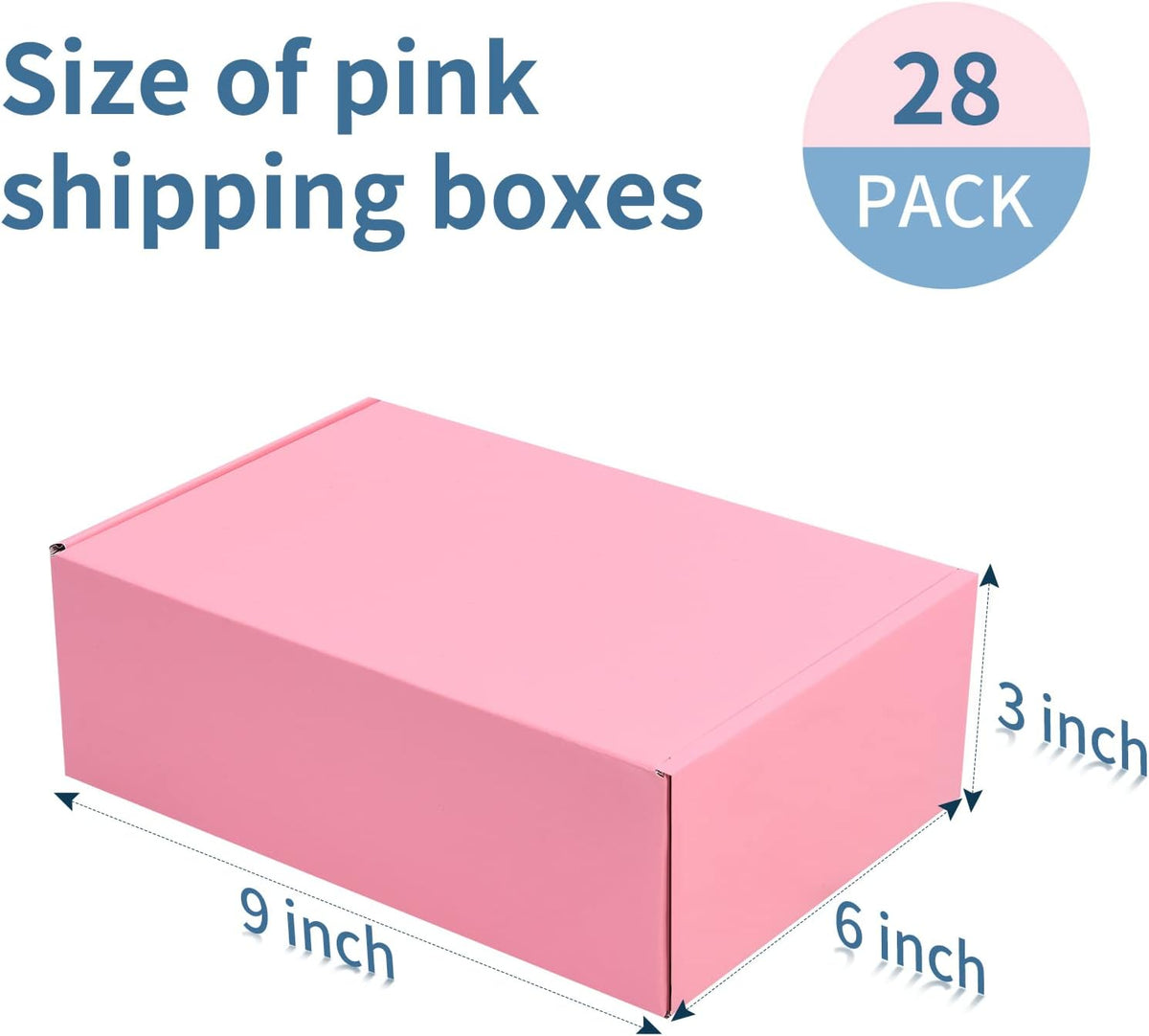 28 Pack 9x6x3 inches Pink Shipping Boxes for Small Business, Small Corrugated Cardboard Gift Box for