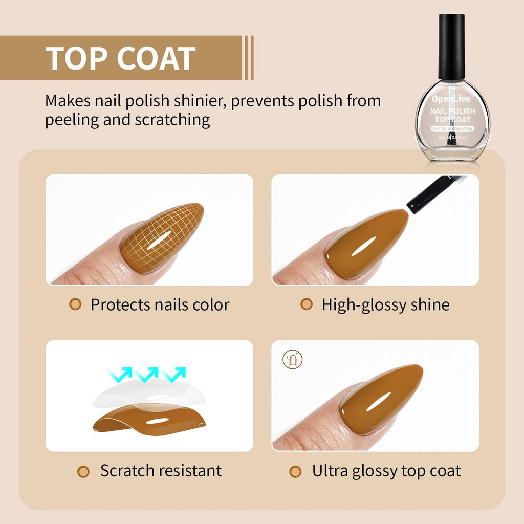 Base and Top Coat Nail Polish 16.5ml Quick DryLarge Volume Basic
