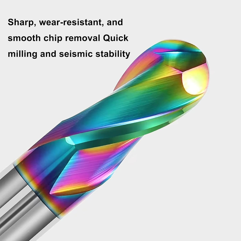 1/4" Extra Long 2-Flute Carbide Ball Nose End Mill, 4” OAL, 1pc