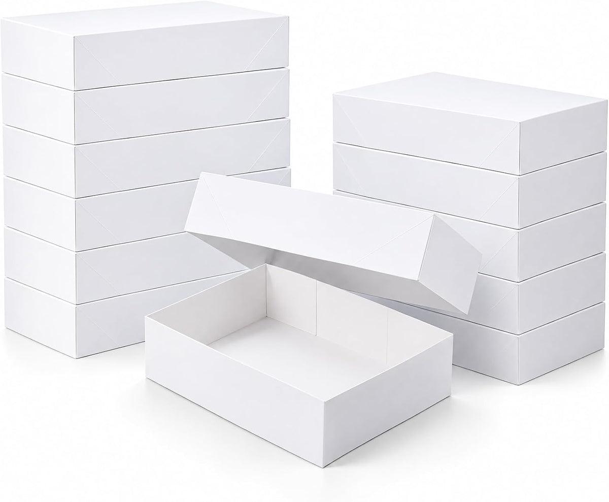 12 Pack 17x11x4 inch Gift Boxes, White Shirt Boxes for Presents