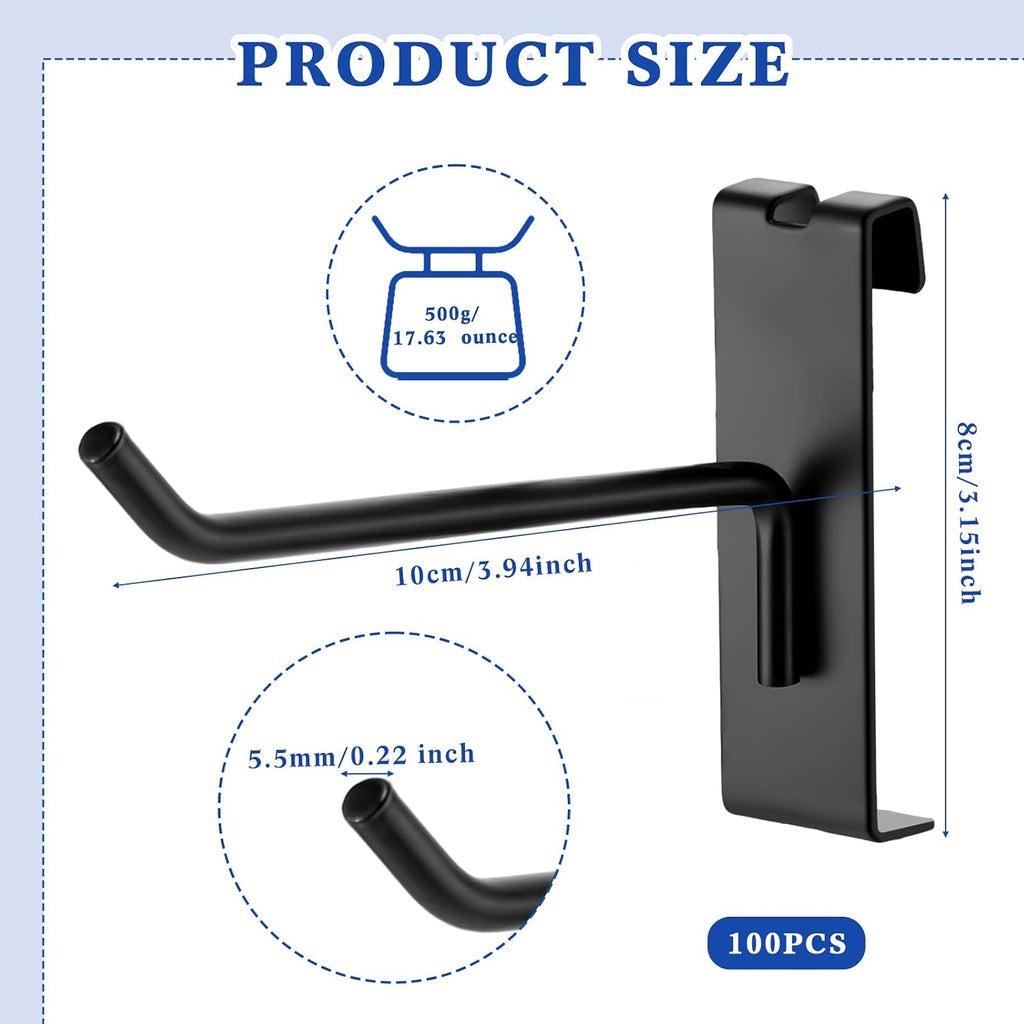 100 Pcs Gridwall Hooks Accessories 2/4/6 Inch Metal Grid Wall Hangers Display Hooks for Retail Garage Shop Commercial