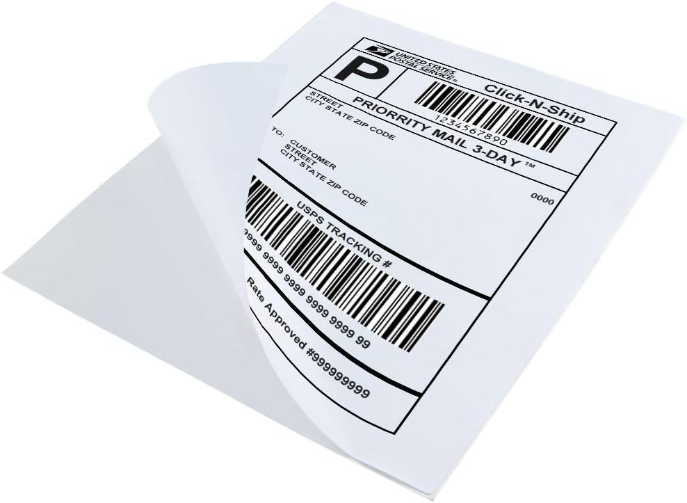 500 Sheets Matte Sticker Paper Full-Sheet 8-1/2" x 11" Self Adhesive Shipping Labels for Laser & Inkjet Printers
