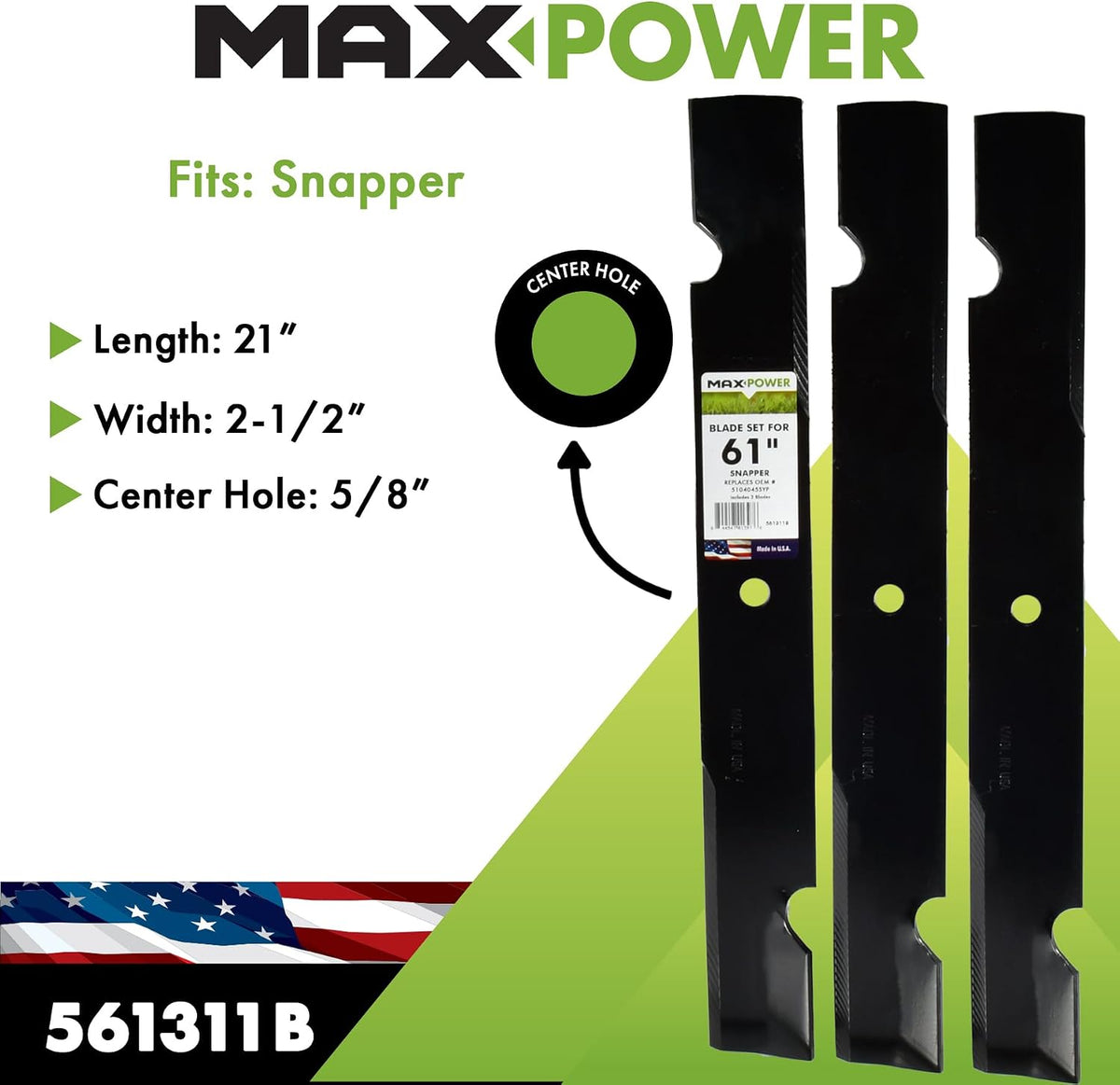 MaxPower 561311B USA Made 3 Blade Set
