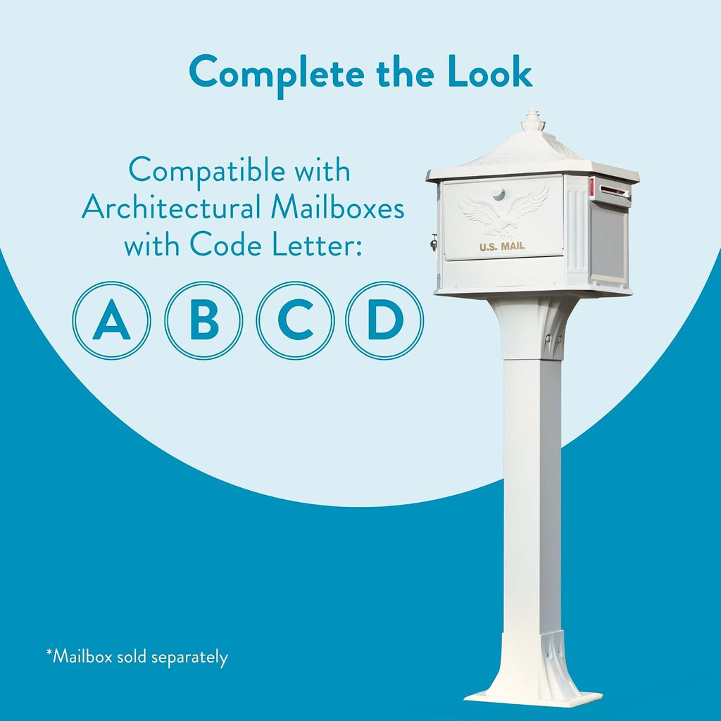 Callaway Cast Aluminum Mailbox Post, White | Heavy-duty post with weather-resistant outdoor build and a powder-coat