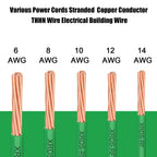 10 AWG THHN Stranded Bare Copper Wire 15FT Green Grounding Wire,600V Rated Building Cable, Ideal for Panel Wiring, Grounding, Lighting Circuits, Control Systems