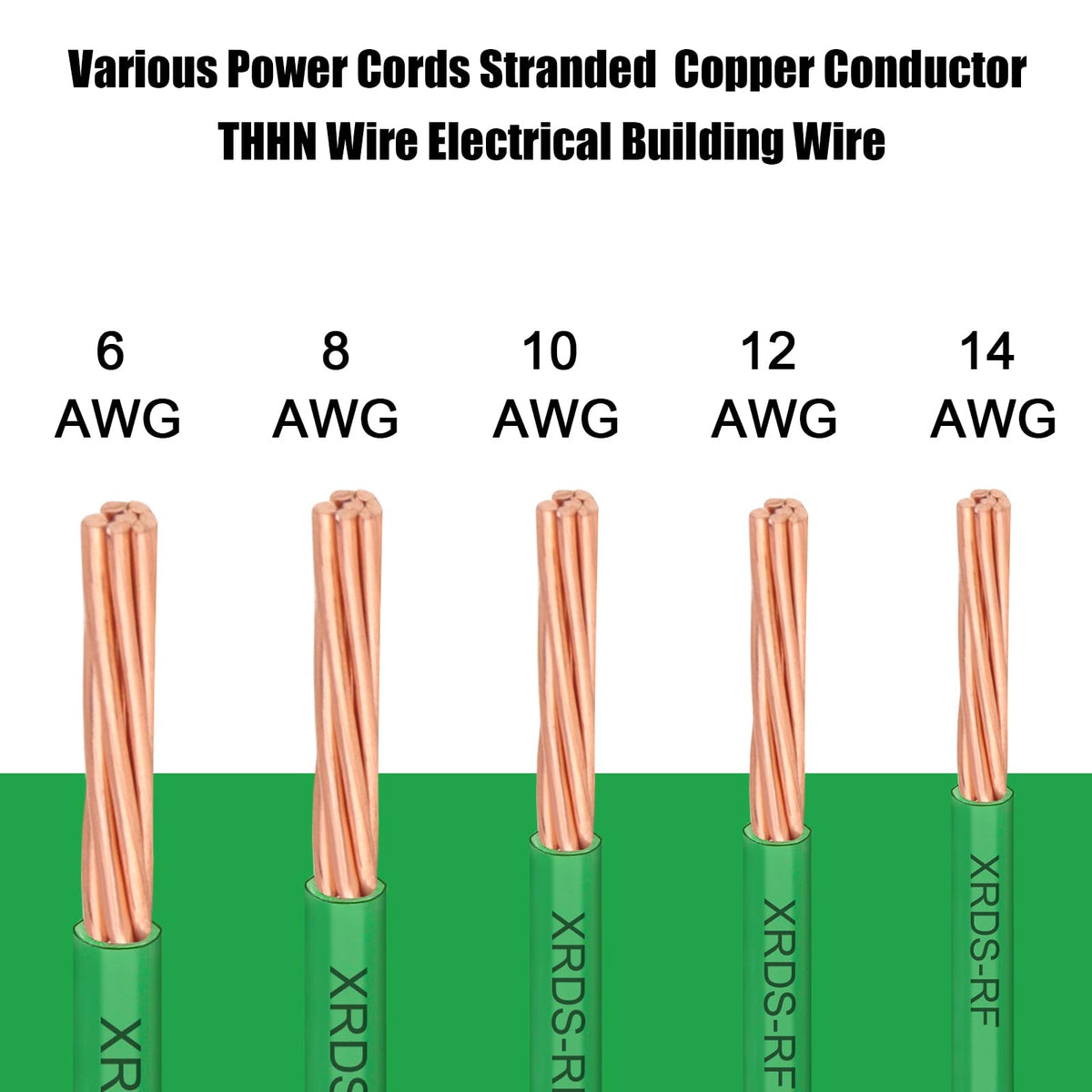 10 AWG THHN Stranded Bare Copper Wire 15FT Green Grounding Wire,600V Rated Building Cable, Ideal for Panel Wiring, Grounding, Lighting Circuits, Control Systems