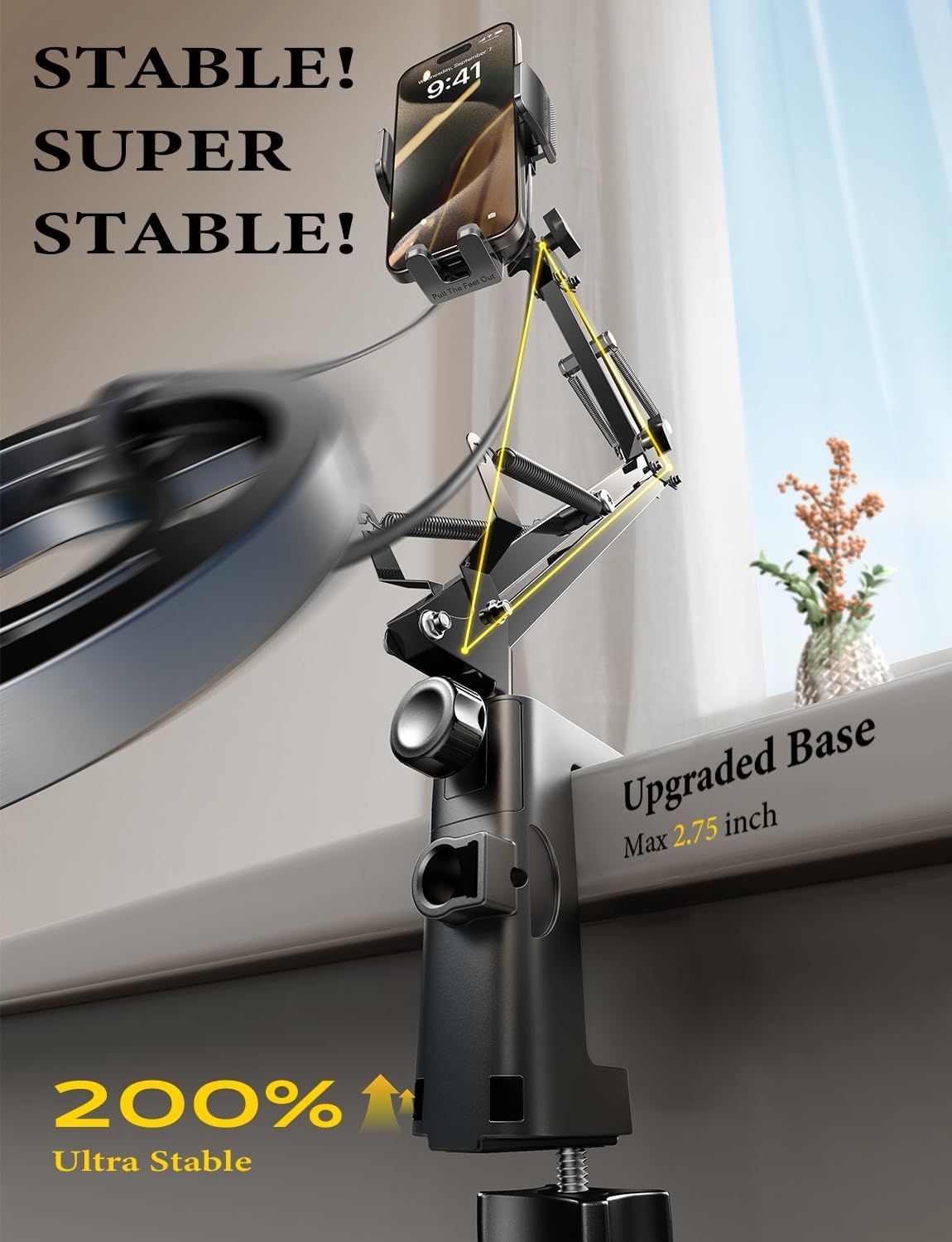 Gooseneck Phone Holder for Bed Desk [3rd Upgrade] Cell Phone Stand for Desk Bed Gaming Accessories,Gifts for Men Mom