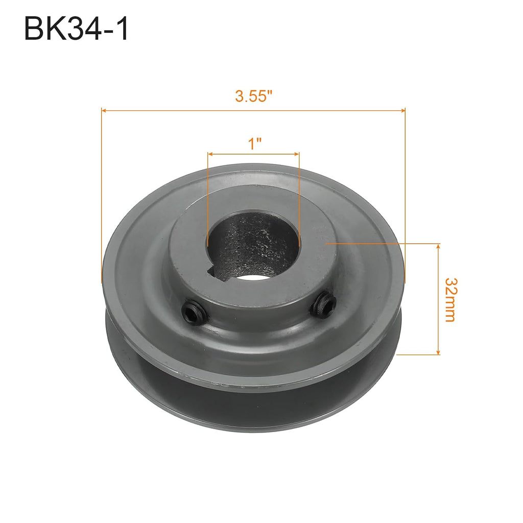uxcell BK34-1 V-Belt Sheave 1" Bore, 3.55" OD, Single Groove Web Sheave