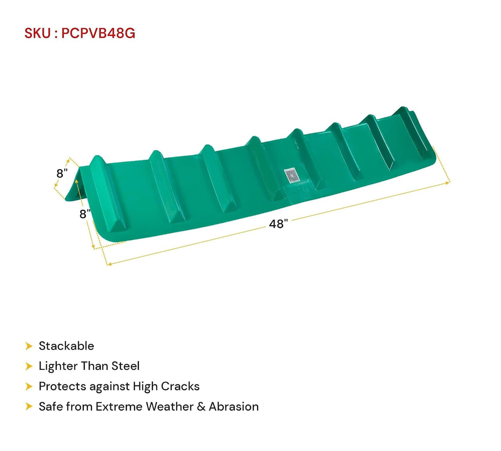 8"x8"x48" Green Flatbed Corner Protector - V Shaped Edge Guard for Tie-Down Winch & Ratchet Straps - Plastic Corner