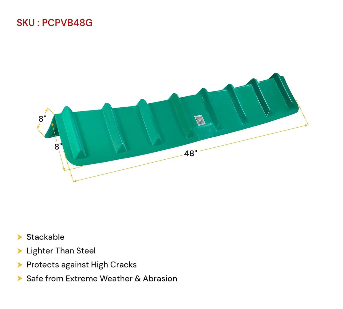 8"x8"x48" Green Flatbed Corner Protector - V Shaped Edge Guard for Tie-Down Winch & Ratchet Straps - Plastic Corner