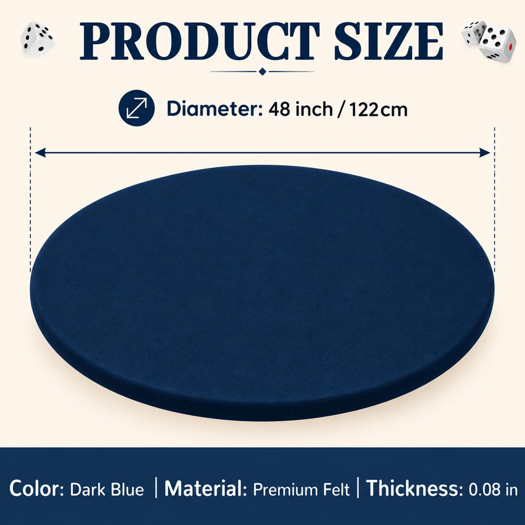 36 Inch Felt Card Game Tablecover Round Tablecloth,Blue