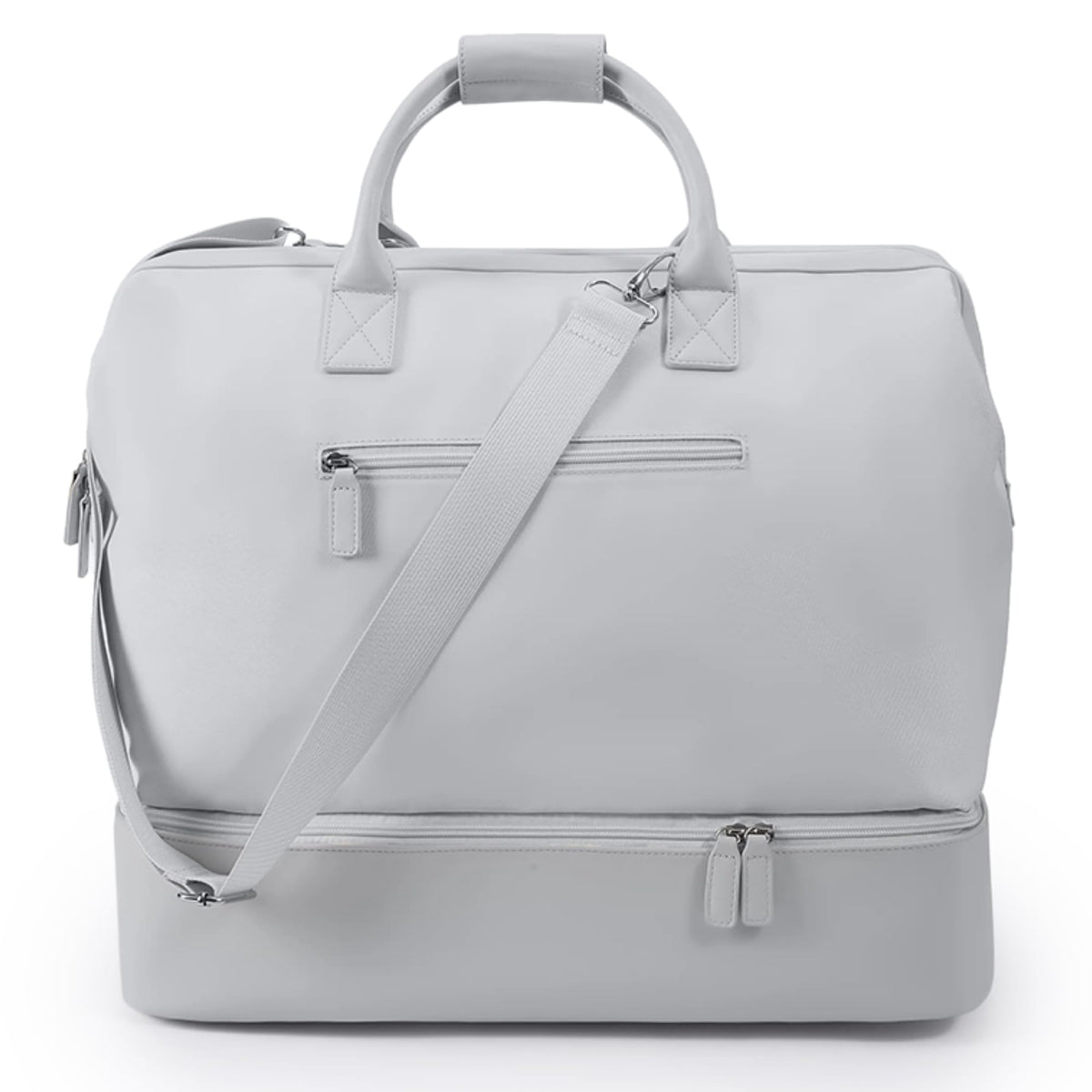 Weekender Bag for Women & Men, Large Carry-On Duffel, Silver