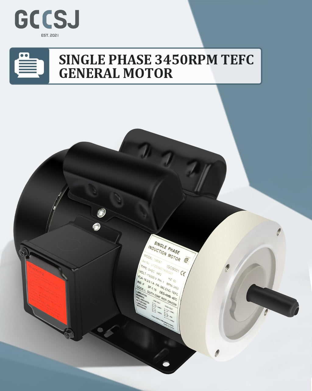 2HP General Electric Motor 3450RPM Single Phase 56C 115V/230V TEFC