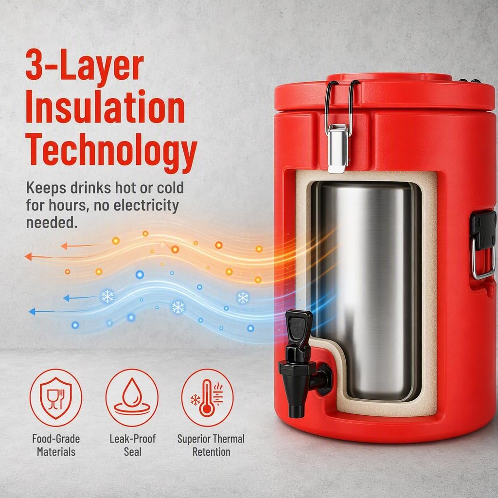 5 Gallon Insulated Beverage Dispenser 4-Pack Commercial