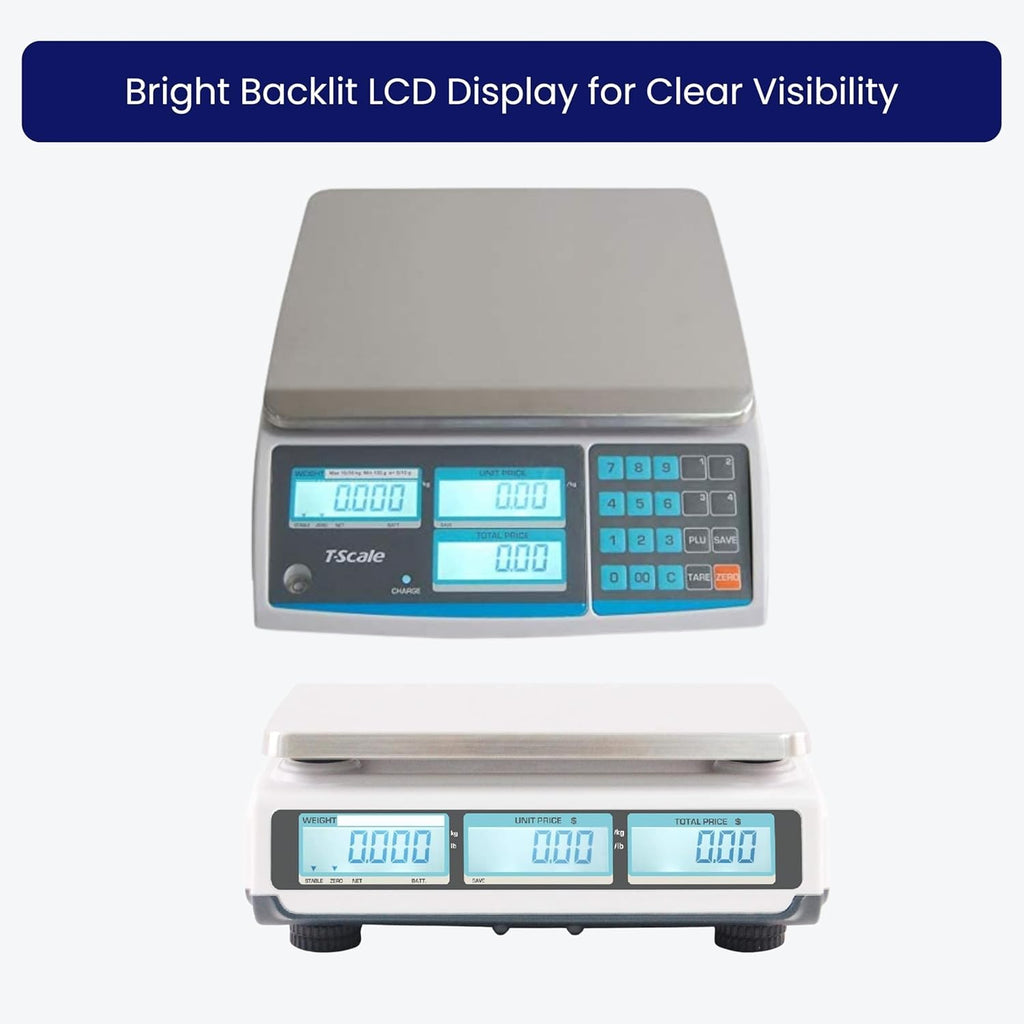 ZTP Price Computing Scale – Class III NTEP Legal for Trade, Commercial Digital Scale with LCD Backlit Display &