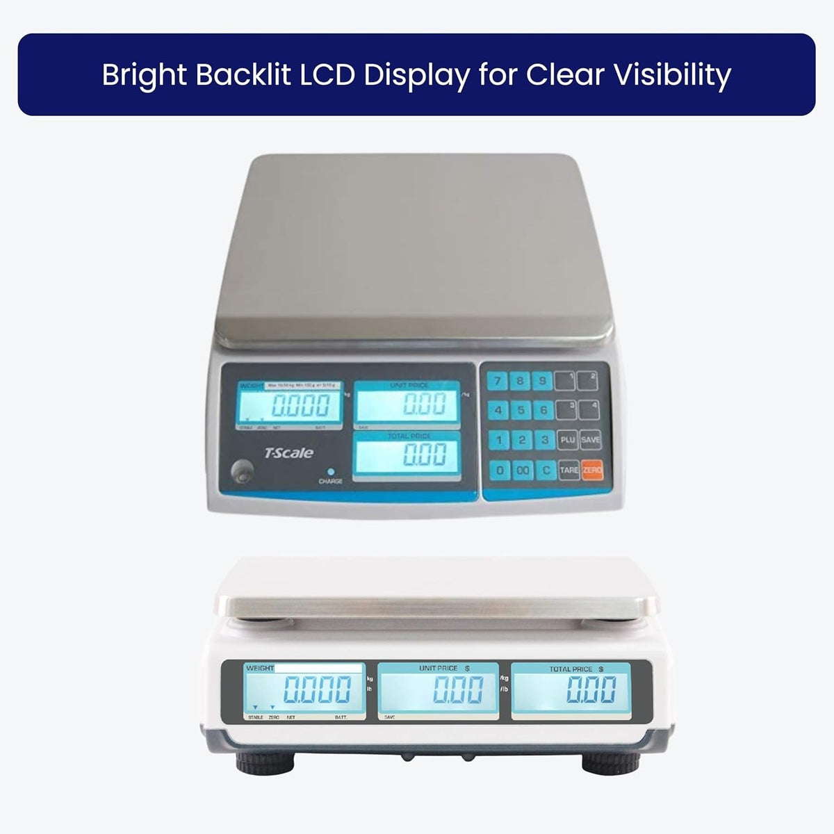 ZTP Price Computing Scale – Class III NTEP Legal for Trade, Commercial Digital Scale with LCD Backlit Display &