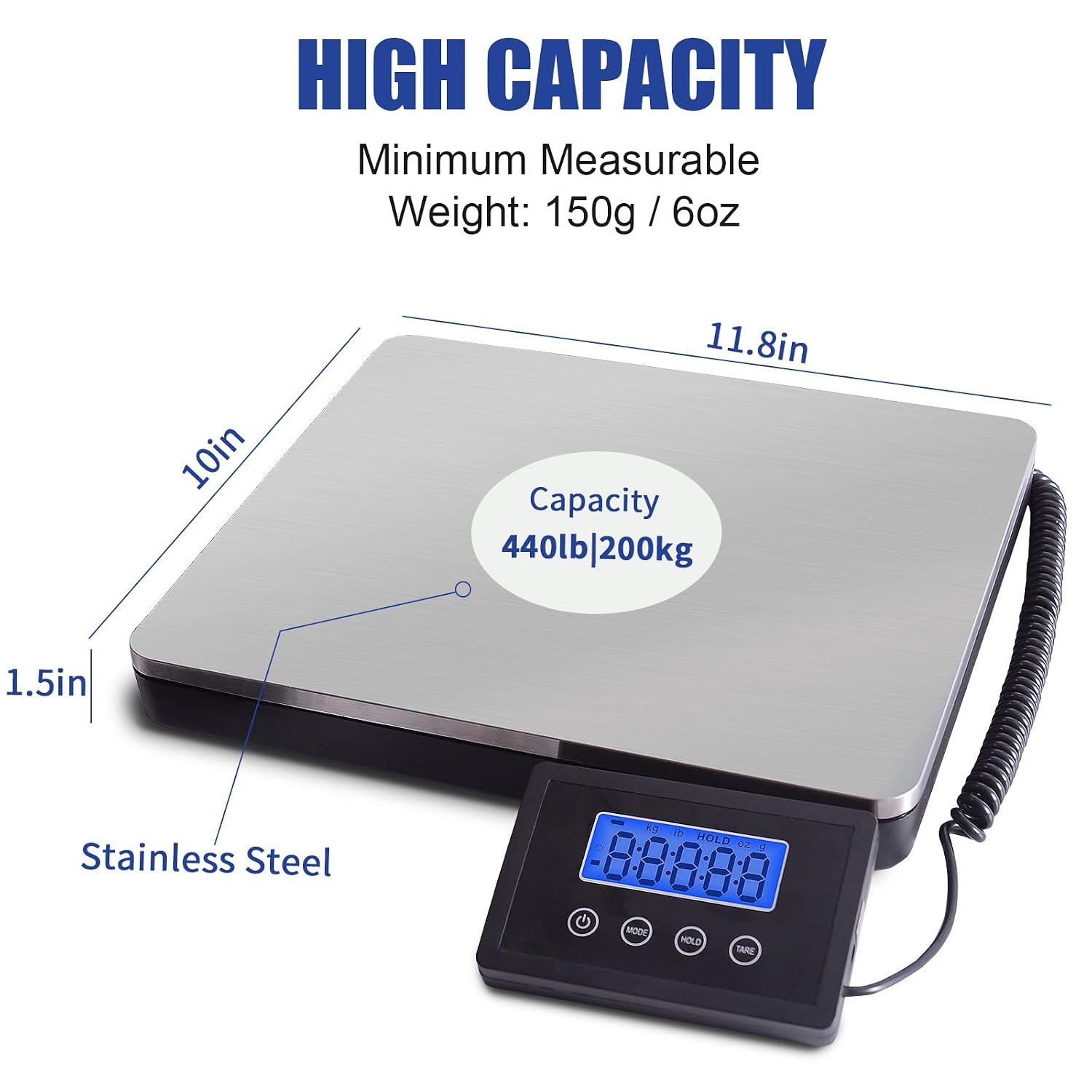 Shipping Scale for Packages Small Business - 440lb x 0.1lb Digital Postal Scale for Packages, Shipping Package Scale