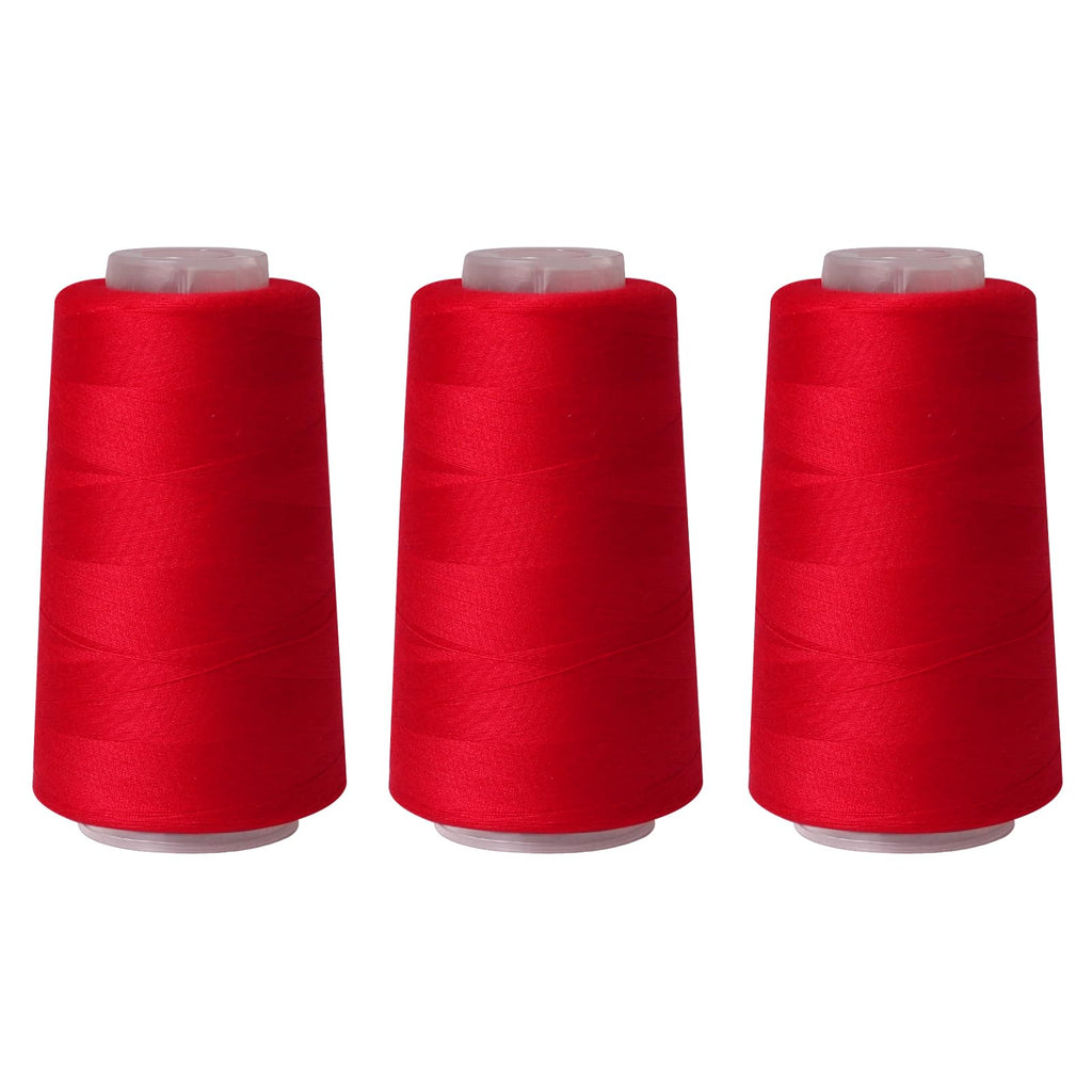 Sewing Thread Cone Set, 3 Pack Serger Thread, 3000 Yards Each, All Purpose Thread for Sewing, Quilting, Machines