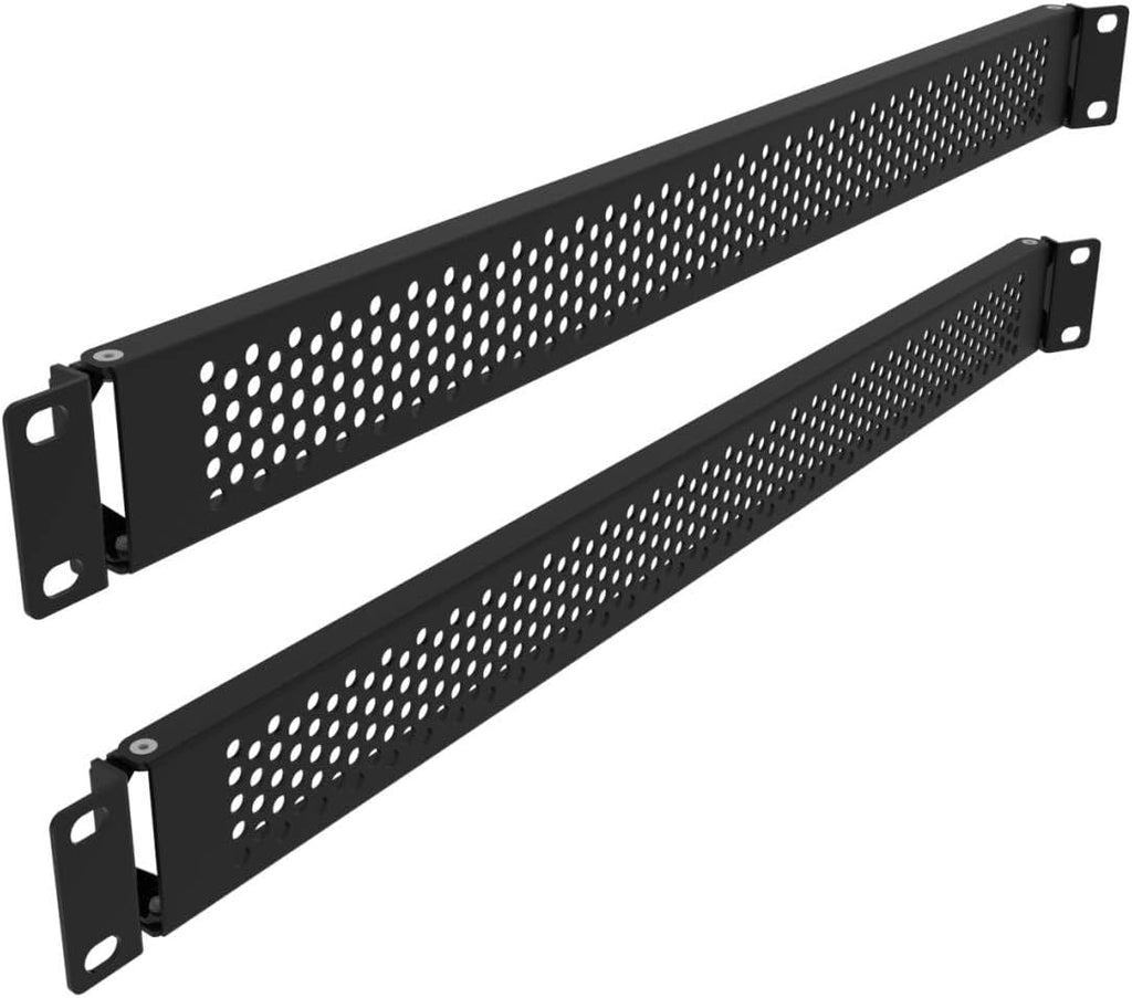 1U Hinged Perforated Rack Mount Blank Panel, 2 Pack
