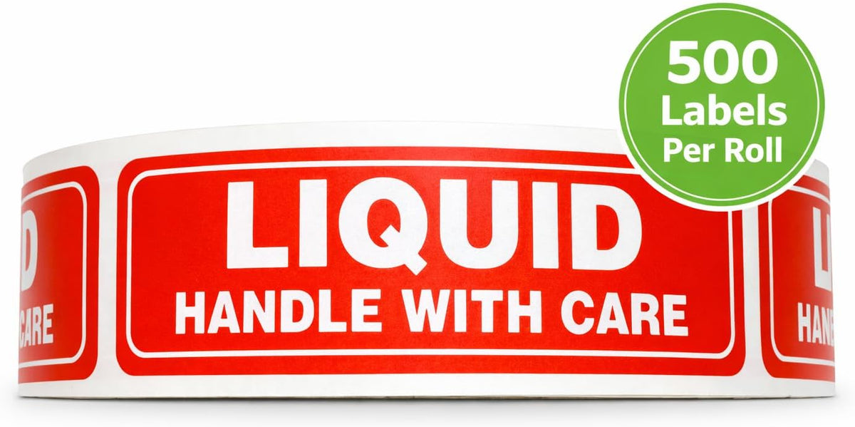 Liquid Labels 1x3 Shipping Handle with Care Fragile Adhesive Stickers
