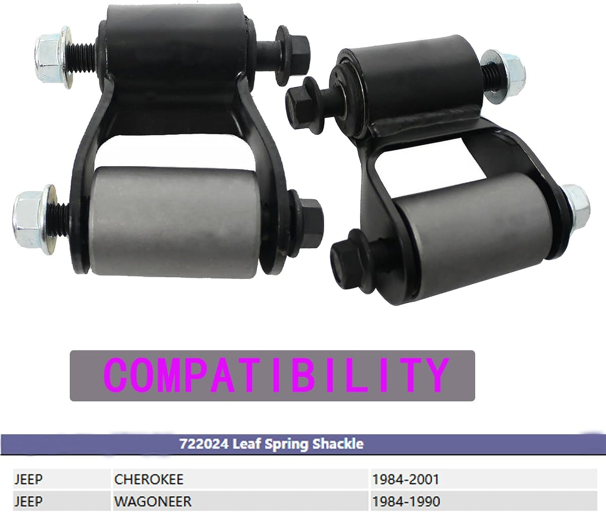 BST BSSP Pair Set Rear Leaf Spring Shackle Kit Rearward LR RR Compatible with 1984–1990 Jeep Wagoneer, for 1984–2001 Jeep Cherokee, Replace # 722-024 722024