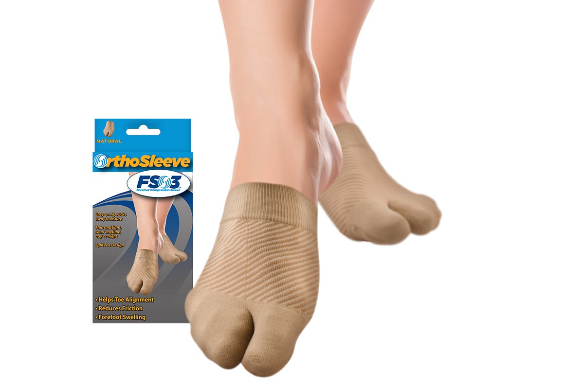 FS3 Forefoot Compression Sleeves Bunion Comforter and Split Toe Alignment Sleeve with Padded Toe Zone to Reduce Toe