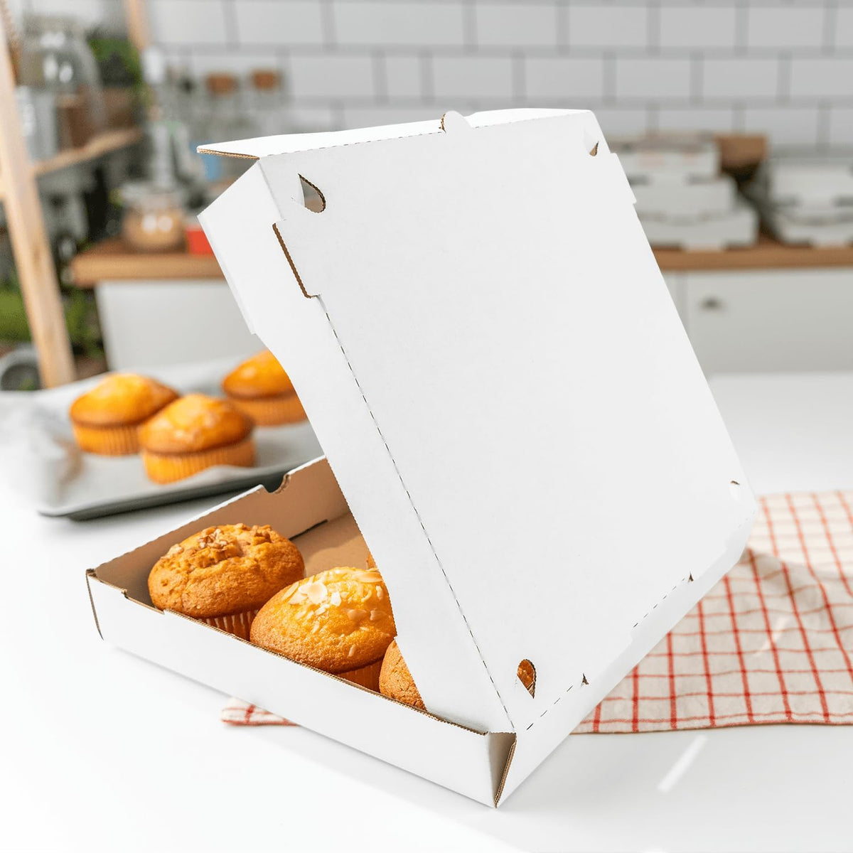 Pizza Boxes 12" x 12" x 2" [50 Pack] White Corrugated Boxes | Ventilated, Grease-Resistant, Durable for Pizza