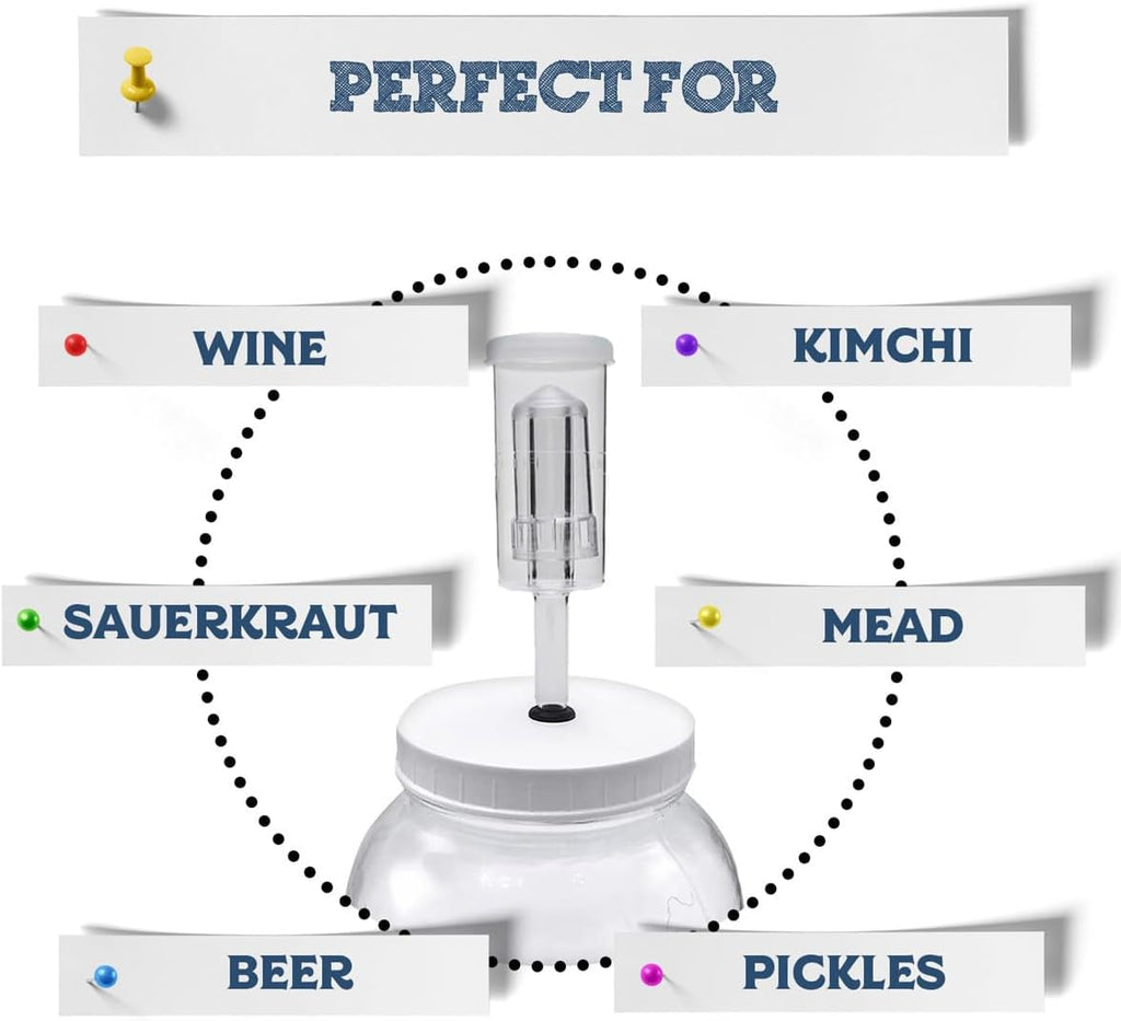 Airlock 4 Pack – Brewing & Fermentation Airlocks – Use with Drilled Rubber Stopper, Grommeted Lid – Make Beer, Wine