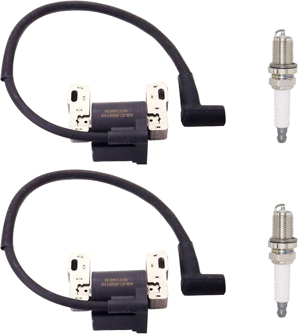 2 Pack Ignition Coil for John Deere X127 X135R X140 X146R X147R X155R X165 X166 X167 X330 100 Series Tractor with Spark Plug