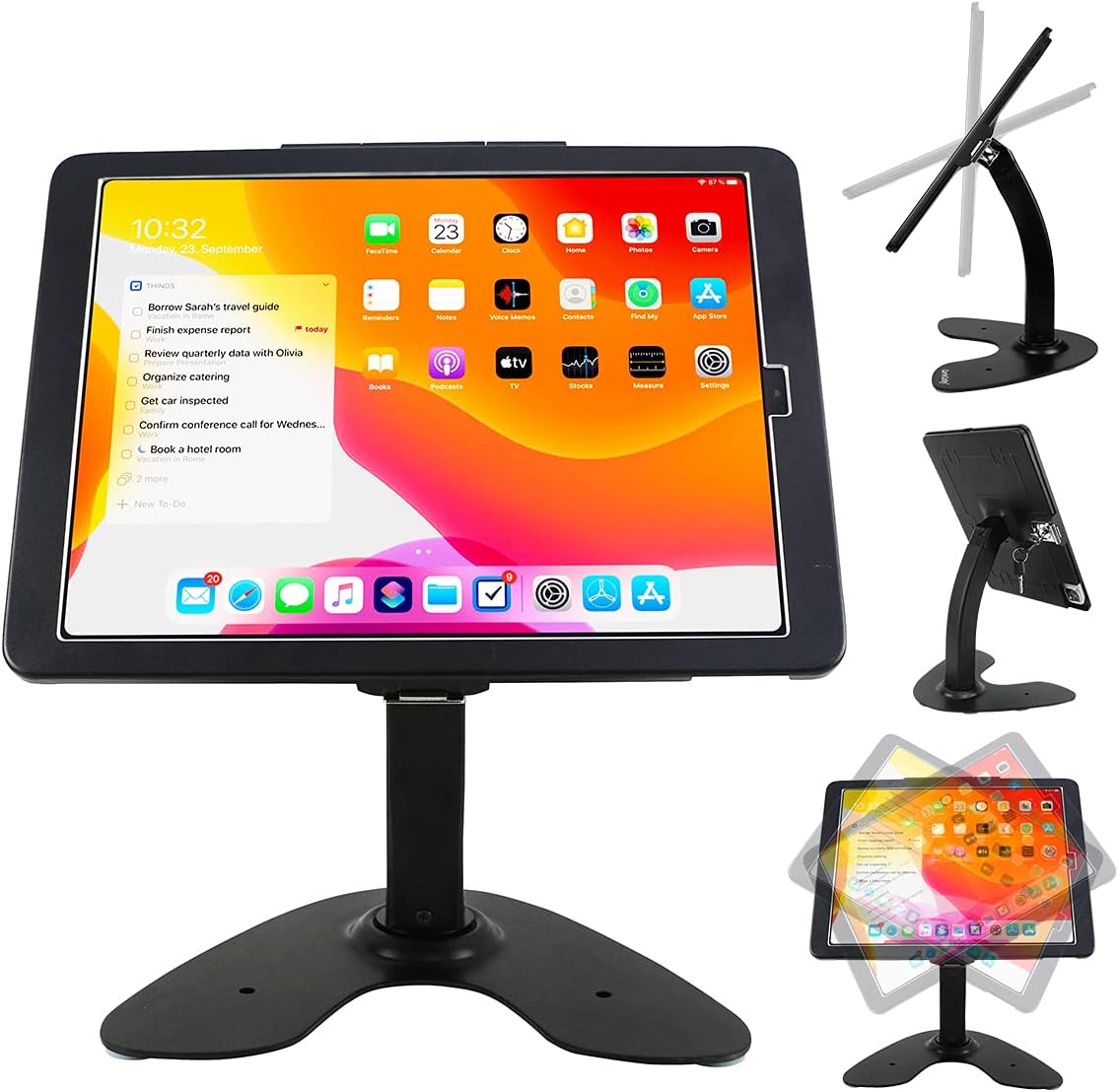 Desktop Wall Mount Anti-Theft Security Kiosk POS Stand Holder Enclosure for 2022 2021 2020 2018 iPad Pro 12.9", Flip