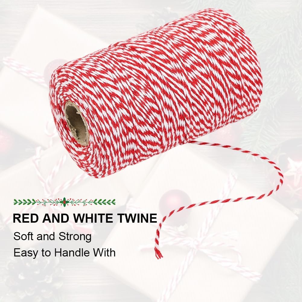 656ft Red White Cotton Bakers Twine for Baking Crafts
