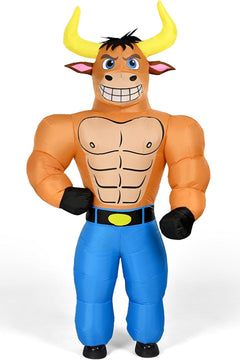 Inflatable Bull Costume Adult, Blow Up Costume for Halloween | Fits 5'3" to 6'3", Full Body Muscle Inflatable Cow