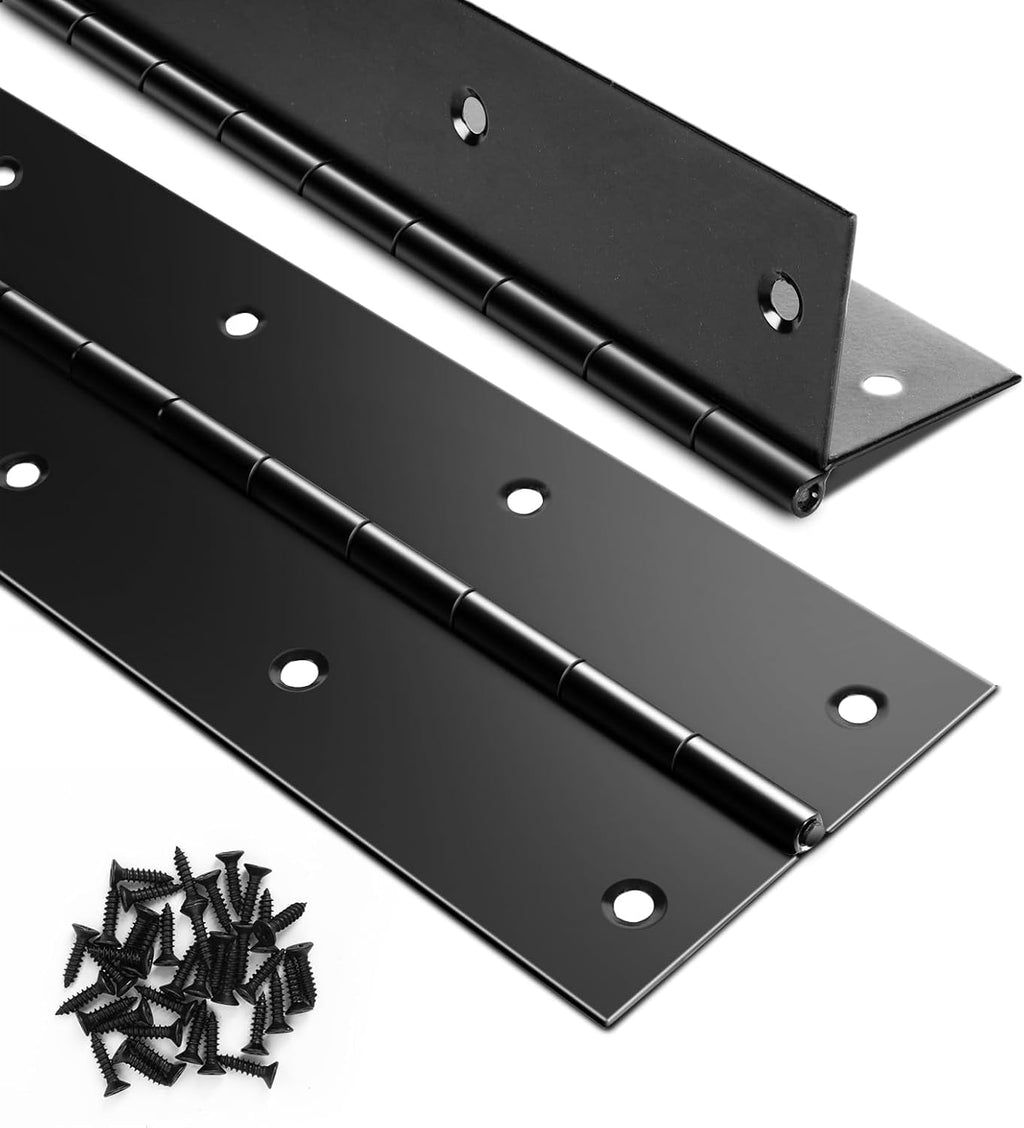 2 Pack Black Piano Hinge 48 Inch x 3 Inch, 0.05" Leaf Thickness