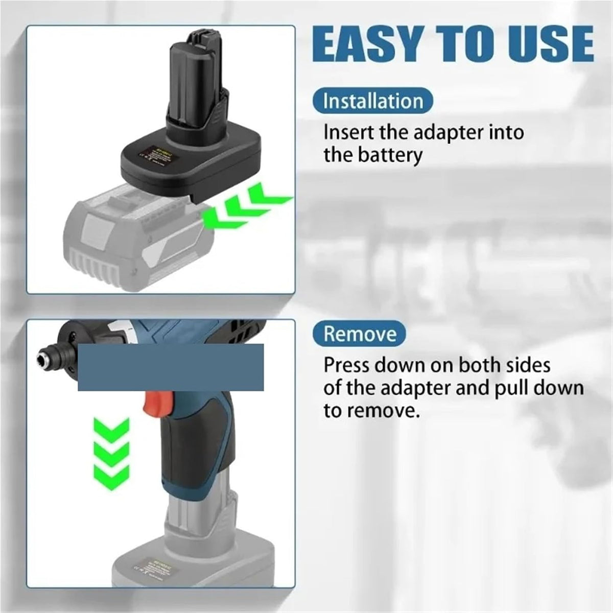Lithium-ion Battery Adapter, Compatible with Bosch 18V Battery for Bosch 12V Tools, Power Tool Converter