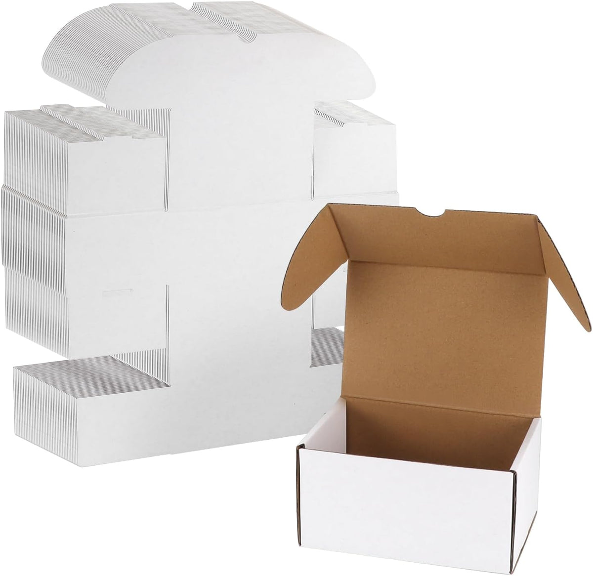 40 Pack 6x4x3 Small Shipping Boxes for Packing Small Business, White Corrugated Cardboard mailing Box for Shipping