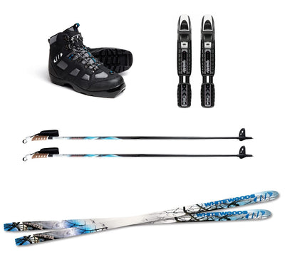 Whitetail Adult Metal Edge Backcountry Cross Country NNNBC Ski Package: Skis, Bindings, Boots, Poles (160 cm Skis, EU