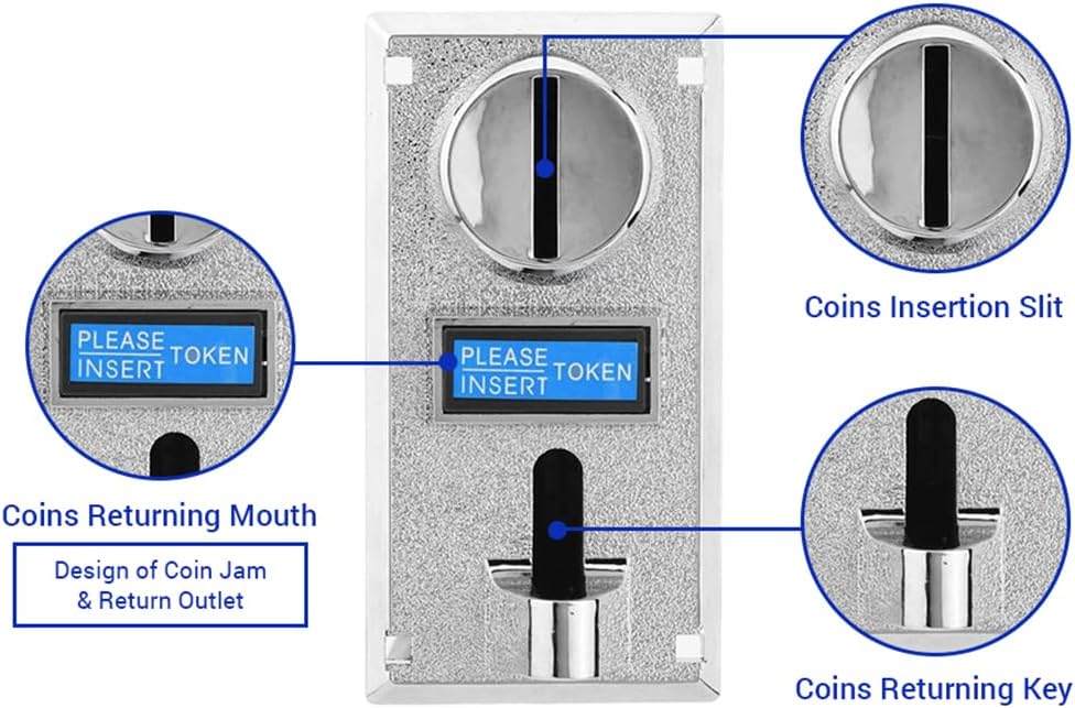 Multi Coin Acceptor Selector Slot,DC 12V for Arcade Game Mechanism Vending Machine High Accuracy 6 Kinds of Coins
