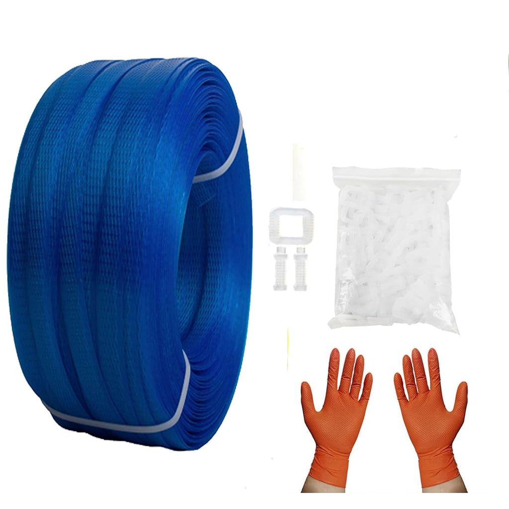Manual Banding Strapping Kit, Box Packing Strapping Tool | 330 Ft Lenght Poly Strapping Belt and 100 Strapping