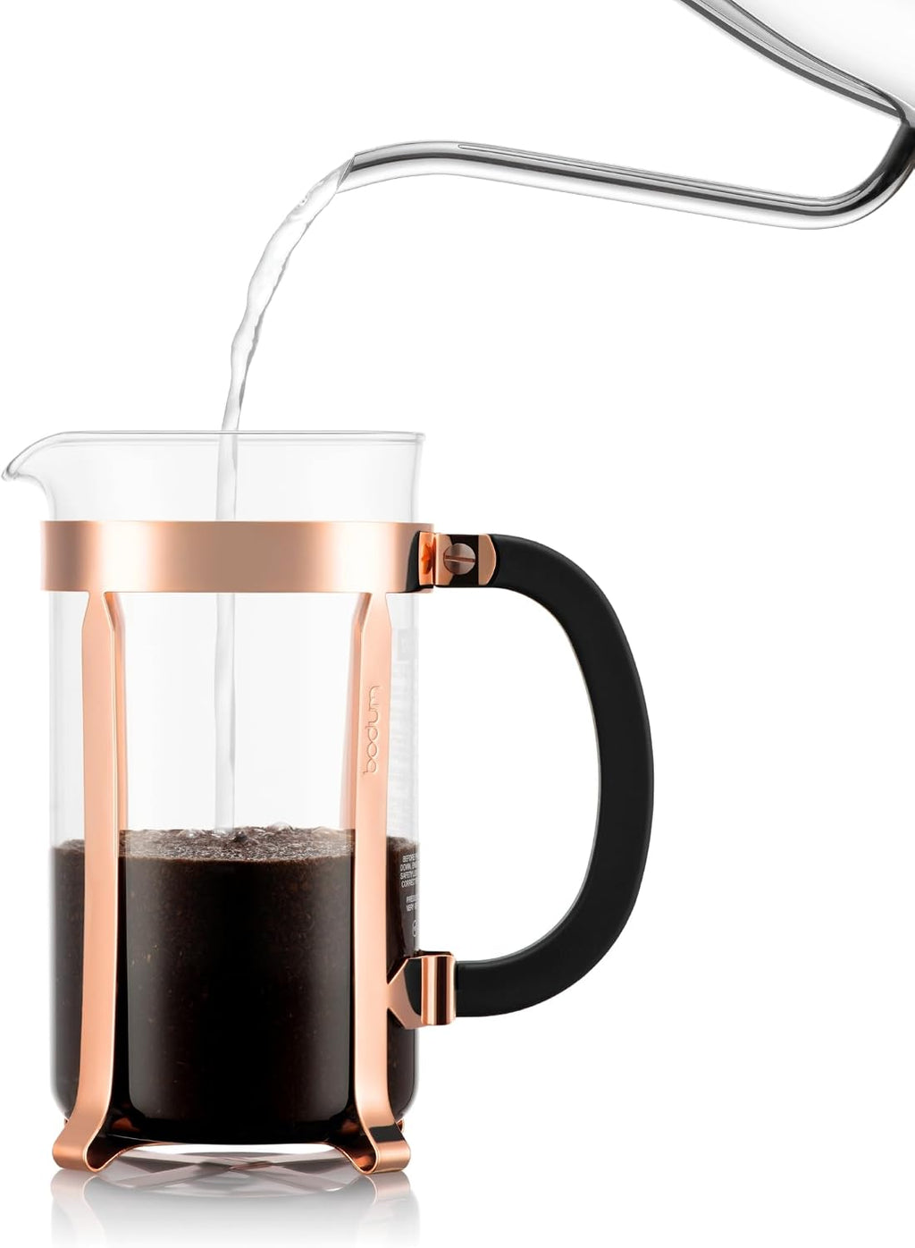 34oz Chambord French Press Coffee Maker, High-Heat Borosilicate Glass, Stainless Steel, Copper – Made in Portugal